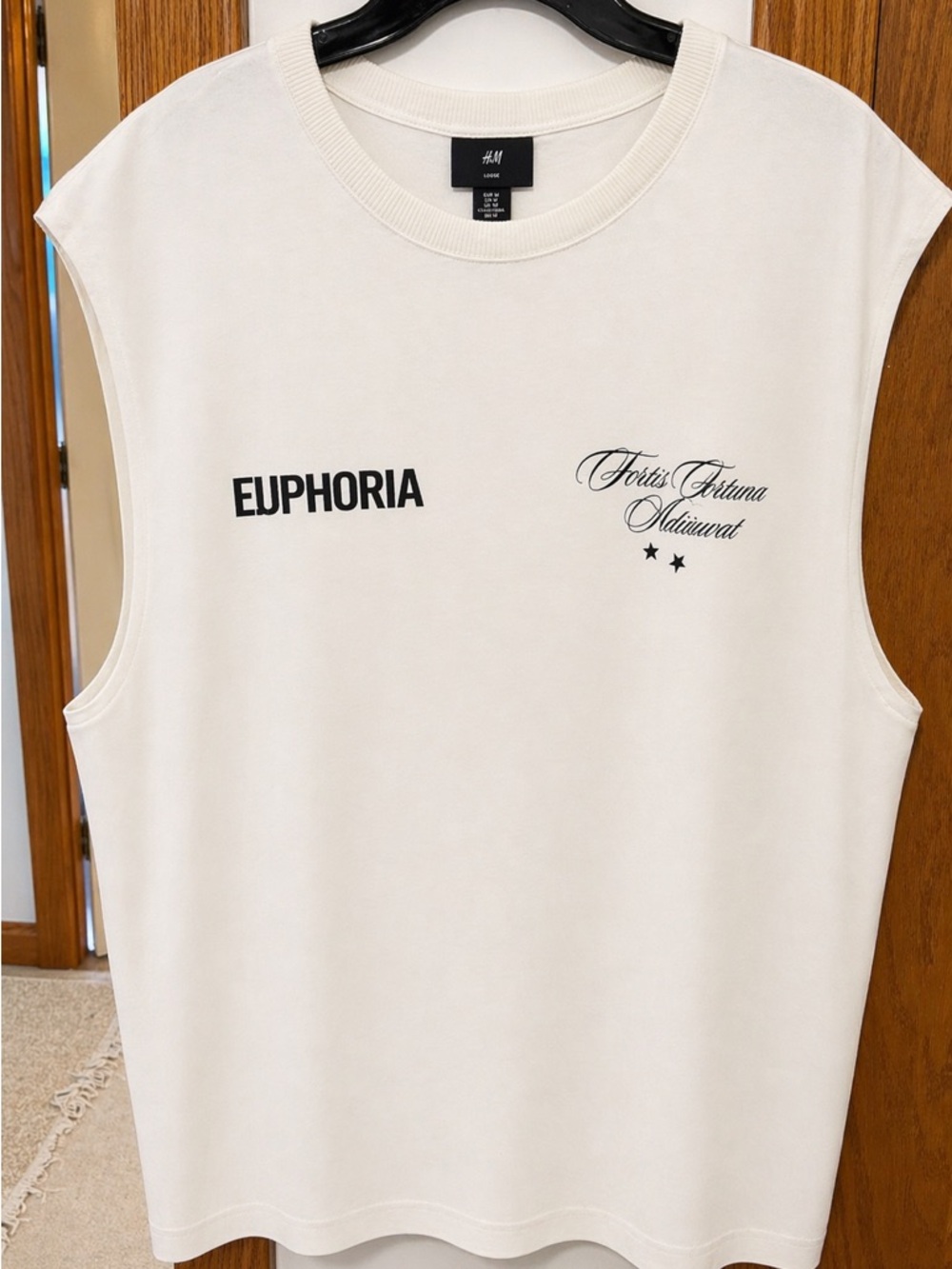 H&M White Sleeveless 'EUPHORIA' Graphic Tee